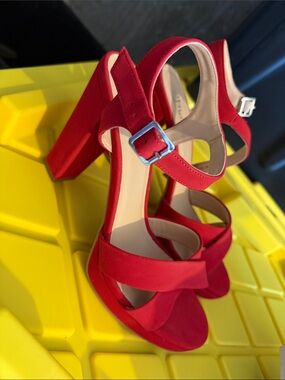 Red High Heel Platform Sandals - Women